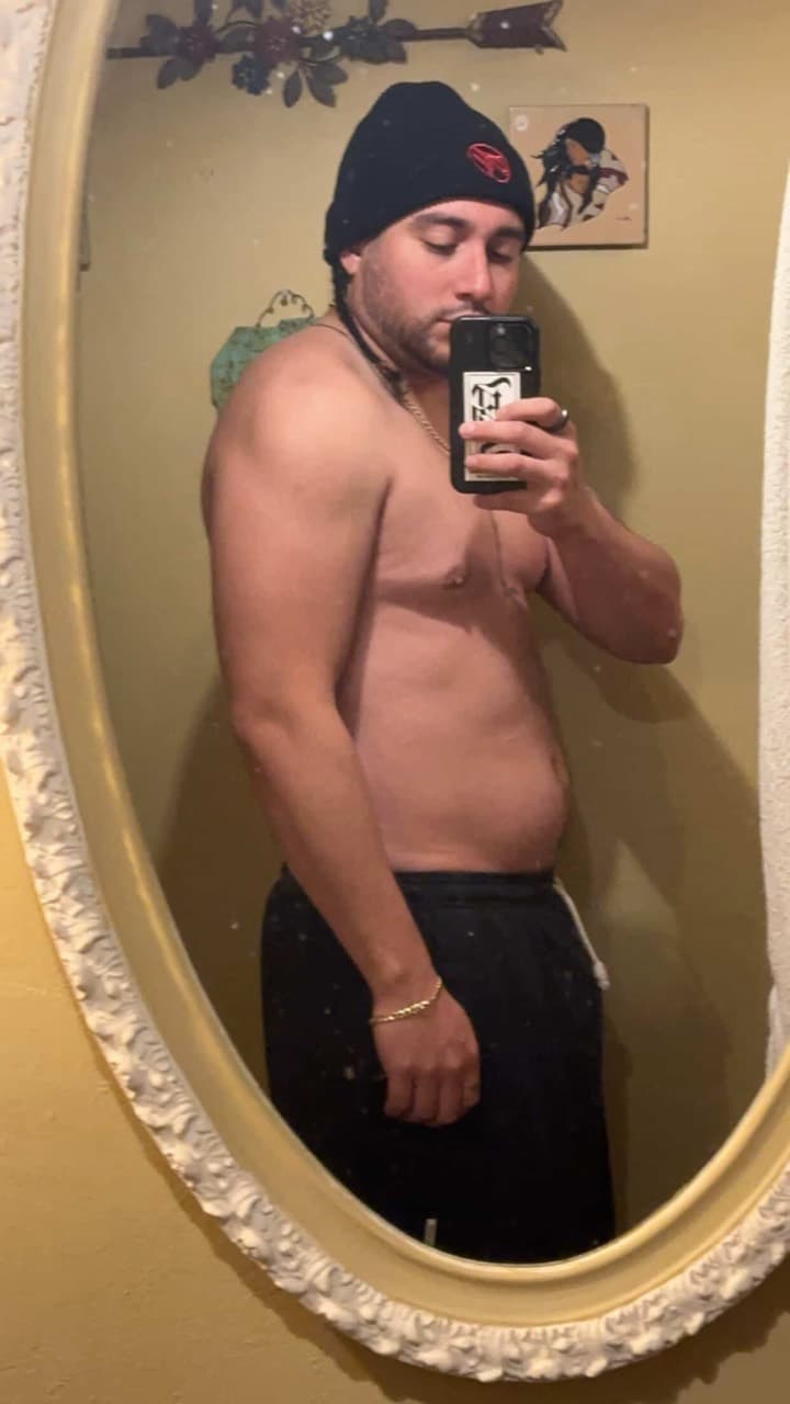 Anonymous Geebs client before body recomposition transformation side view