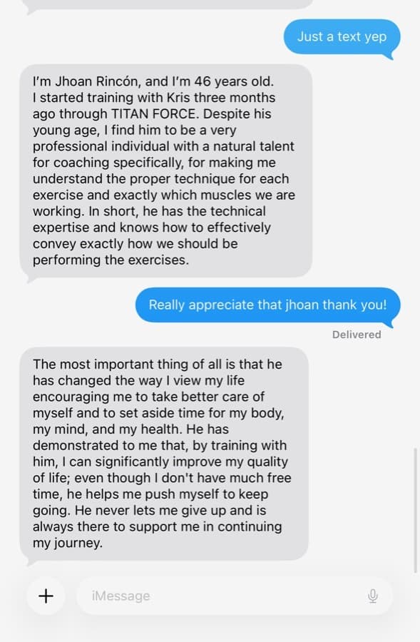 Jhoan Rincon's coaching result shared with permission