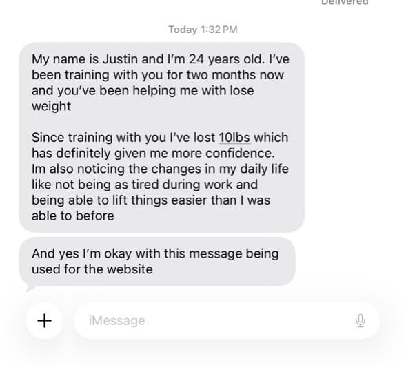 Justin's coaching result shared with permission